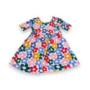 Hanna Andersson Floral Rainbow Multicolor Cotton Dress Girls 120 cm US 6-7